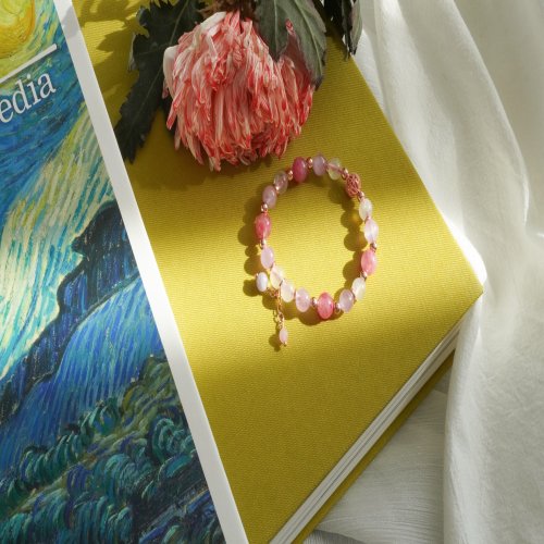 薔薇輝紫鋰輝藍月光14KGF包玫瑰金手鏈