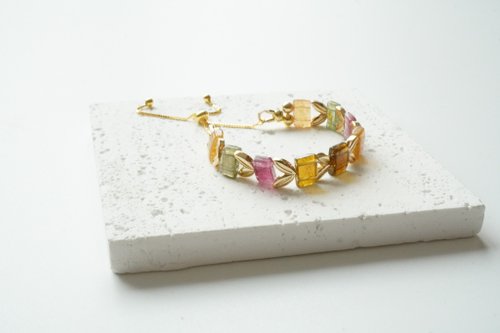 天然碧璽手排14KGF手鏈