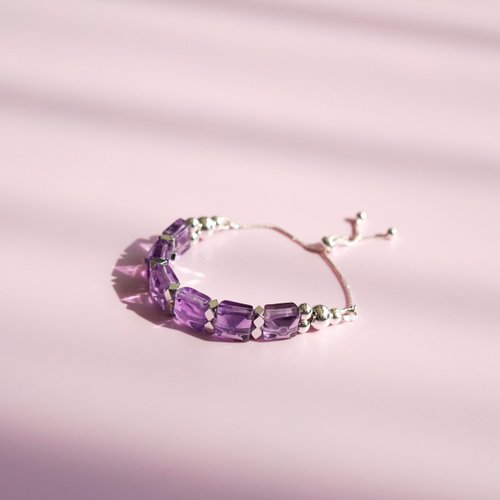 金字塔巴西紫水晶14K GF手排手鍊