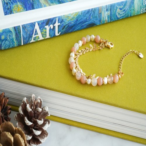 太陽石雪花幽靈巴洛克淡水珠14GF手鏈