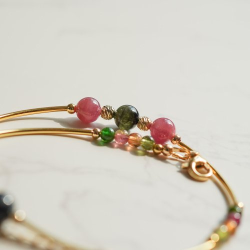 天然碧璽925純銀包金雙鏈