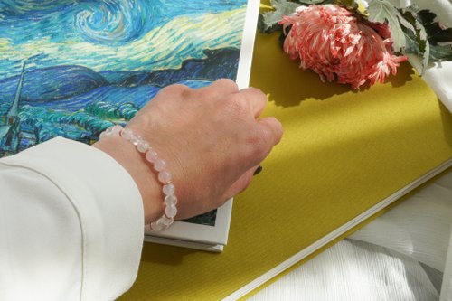 月光石芙蓉馬粉晶925純銀包玫瑰金手鏈