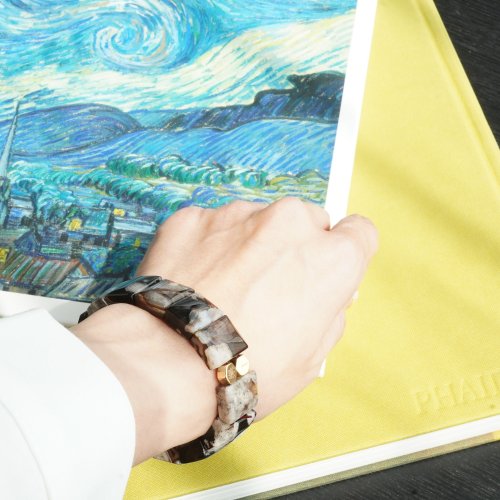 天然黑櫻花瑪瑙手排手鏈