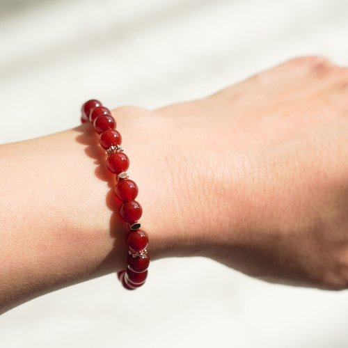 紅瑪瑙14KGF玫瑰金手鍊