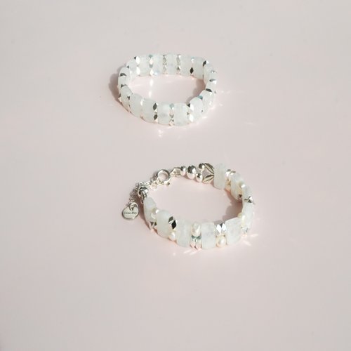 藍月光石淡水珠14kGF手排手鏈