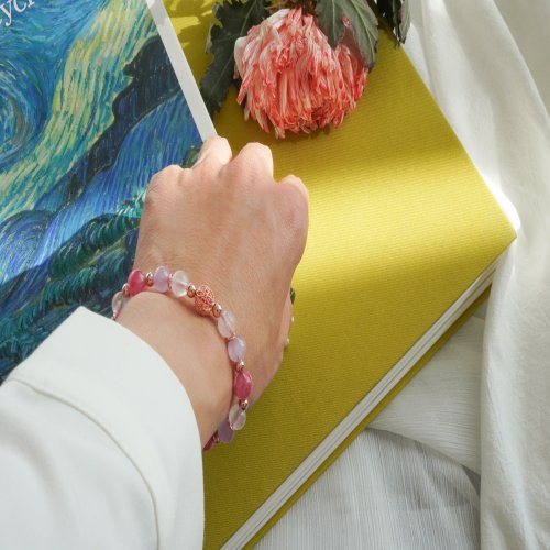 薔薇輝紫鋰輝藍月光14KGF包玫瑰金手鏈