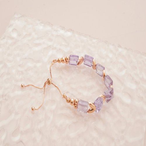 天然金字塔巴西紫水晶925純銀包玫瑰金手排手鏈
