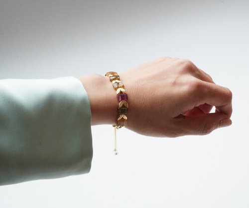 天然碧璽手排14KGF手鏈