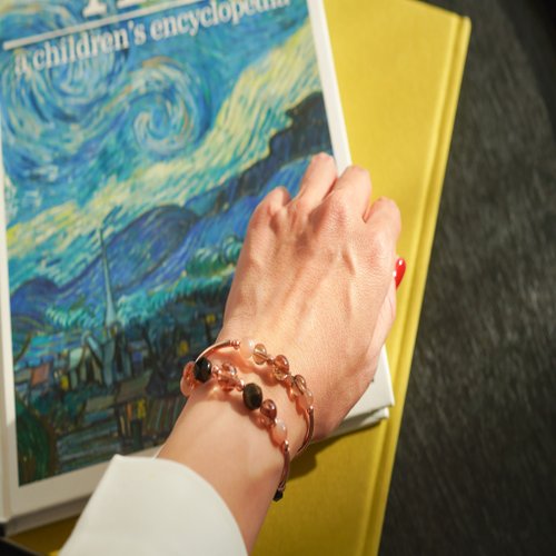 銅髮晶太陽石金曜石黑金超七925純銀包玫瑰金雙鏈