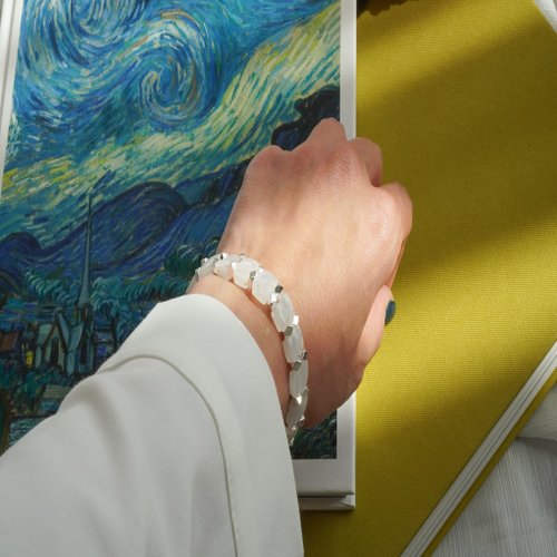 藍月光石淡水珠14kGF手排手鏈