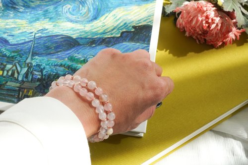 月光石芙蓉馬粉晶925純銀包玫瑰金手鏈