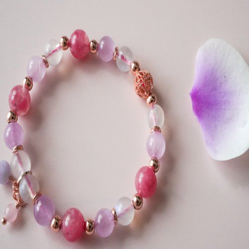 薔薇輝紫鋰輝藍月光14KGF包玫瑰金手鏈