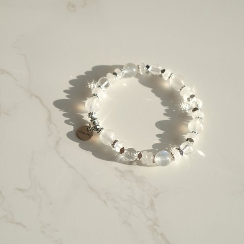 藍月光白幽靈切面白水晶透明手鏈