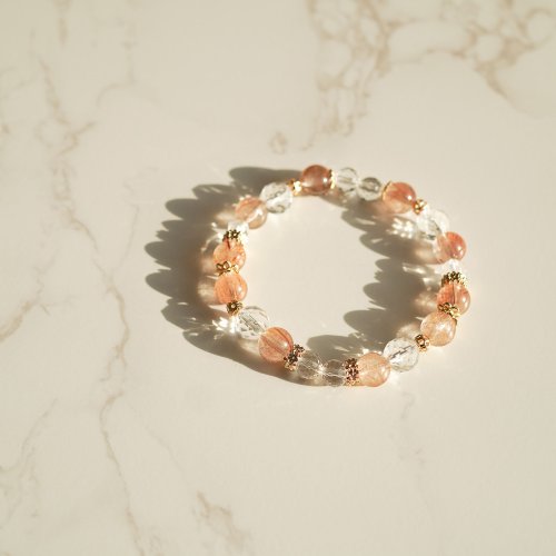 金髮晶切面白水晶14KGF彈性手鍊