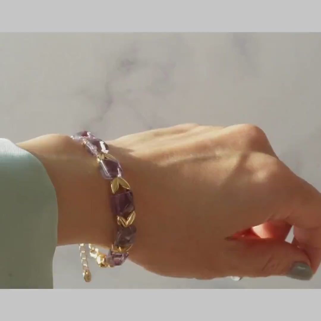 金字塔巴西紫水晶手排手鍊